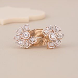 Rose Gold Twin Floral Statement Ring - 1