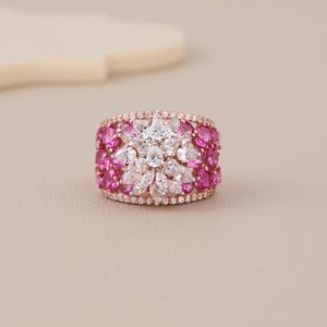 Rosegold Polish And Adorned With A Light Pink Colorstone Ring - 1