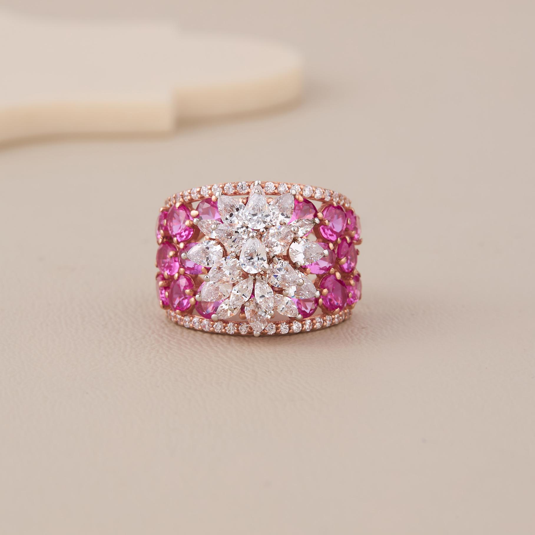 Rosegold Polish And Adorned With A Light Pink Colorstone Ring - 1