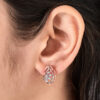 Elegant 925 Silver Floral Stud Earrings with 5A Premium CZ Diamonds | Rose Gold Plated - 1