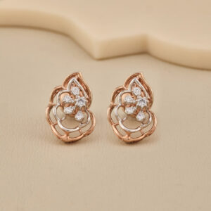 Elegant 925 Silver Floral Stud Earrings with 5A Premium CZ Diamonds | Rose Gold Plated - 2