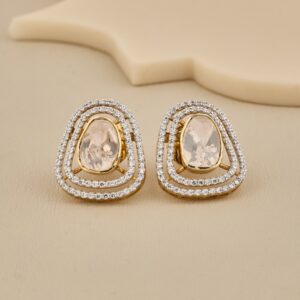 Geometric Moissanite Polki Studs - 2