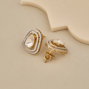 Geometric Moissanite Polki Studs - 3