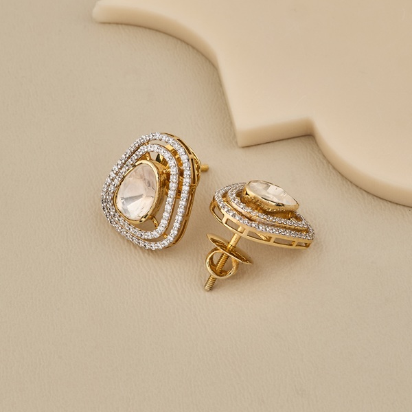 Geometric Moissanite Polki Studs - 3