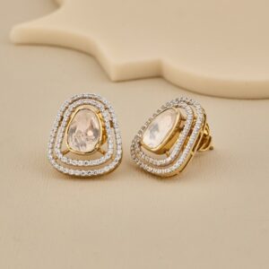 Geometric Moissanite Polki Studs - 4