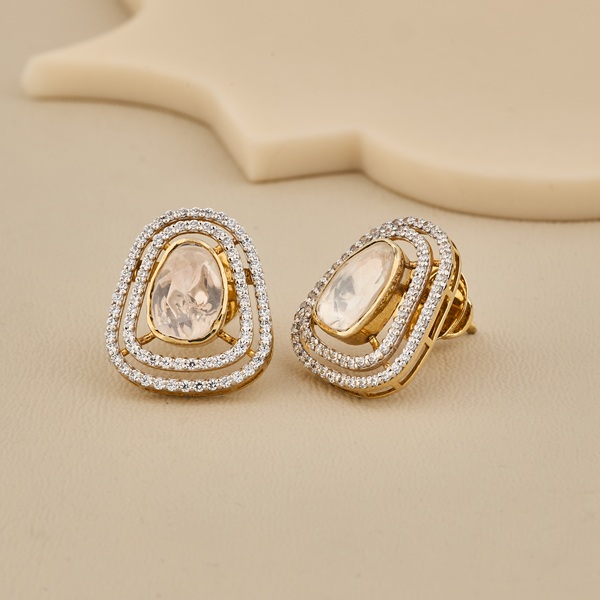 Geometric Moissanite Polki Studs - 4