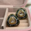 Kundan Stud Earrings With Meenakari Enamel