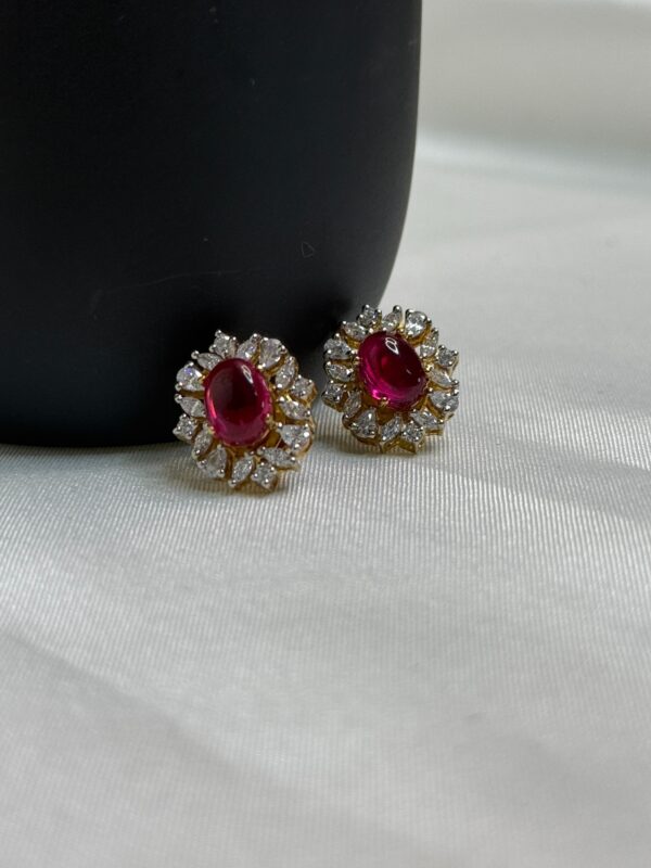 Floral Stud Earrings with Changeable Color stone