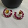 Ruby Pink Half Hoop Earrings