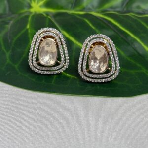 Geometric Moissanite Polki Studs