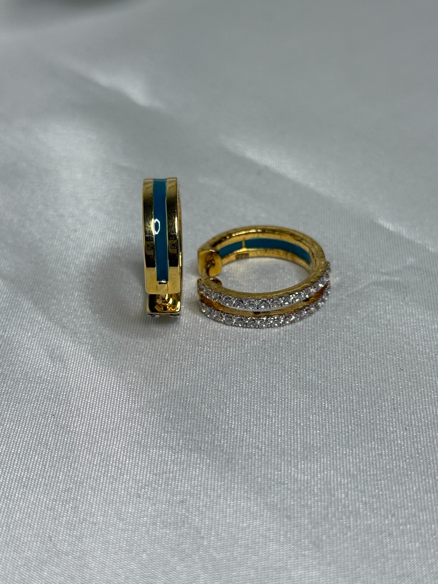 Double Row CZ Huggie Hoops Double Row CZ Huggie Hoops