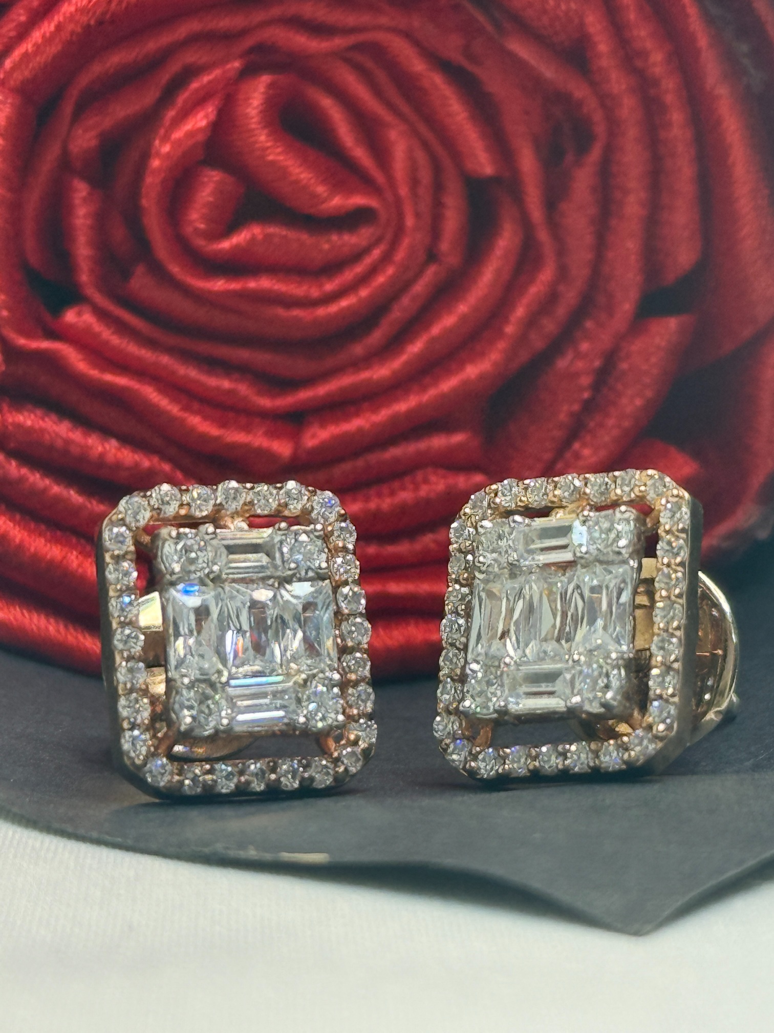 Square Halo Stud Earrings