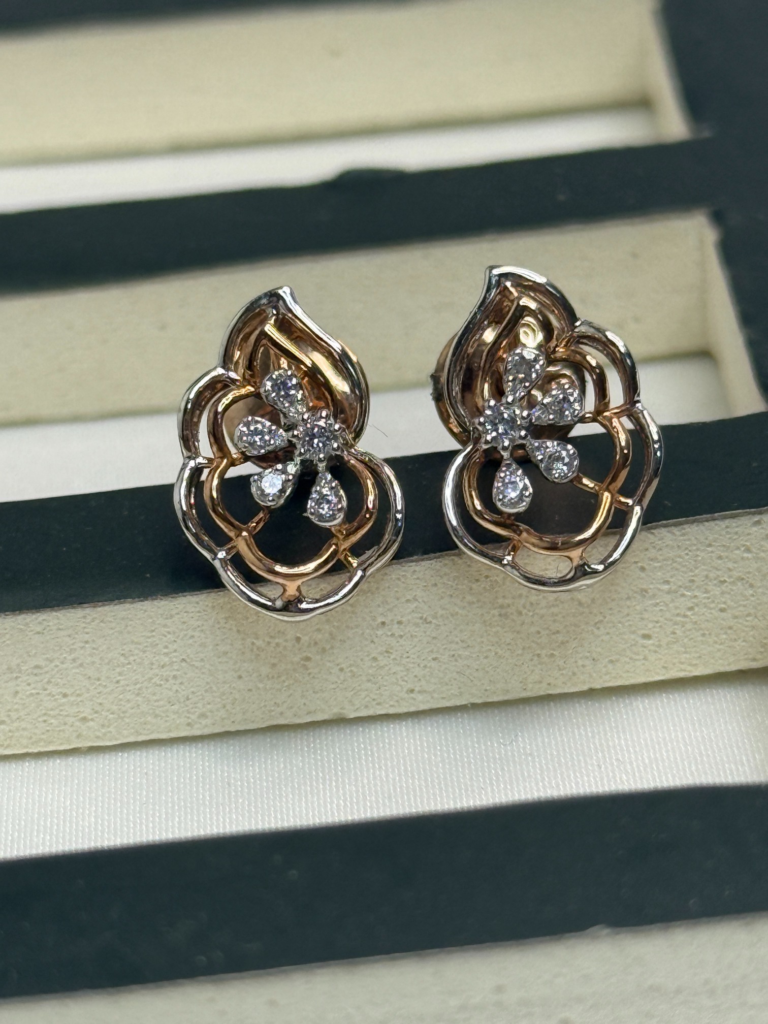 Elegant 925 Silver Floral Stud Earrings