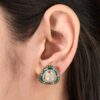 Regal 925 Silver Kundan Stud Earrings With Meenakari Enamel – Green & Gold Finish - 1