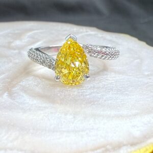 Yellow Fire Cut Pear Solitaire Ring