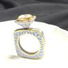 Ring With Solitaire Polki & Pastel Enamel