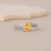 Yellow Fire Cut Pear Solitaire Ring In 925 Silver With CZ Twisted Band - 1