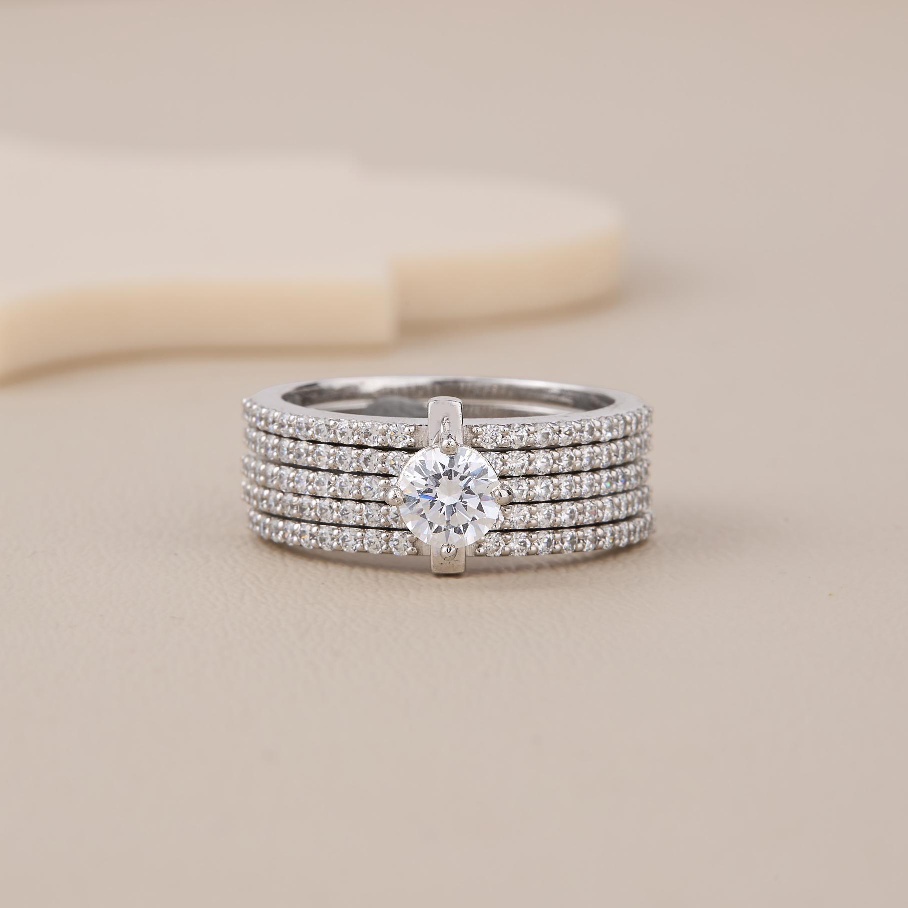 Eternal Grace 5-Line Solitaire Ring In 925 Sterling Silver - 1 Eternal Grace 5-Line Solitaire Ring In 925 Sterling Silver - 1