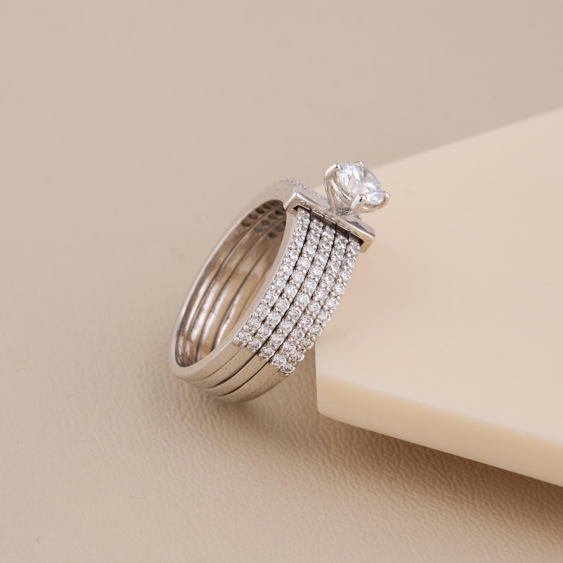 Eternal Grace 5-Line Solitaire Ring In 925 Sterling Silver - 3