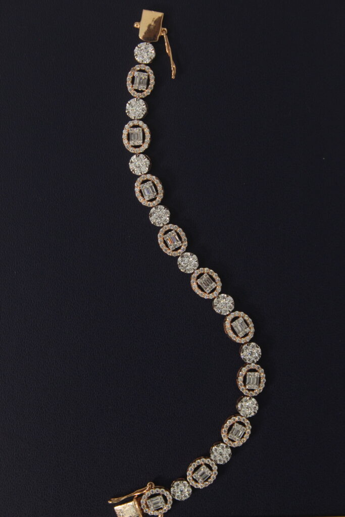 Oval Pressure Setting Rose Gold Bracelet