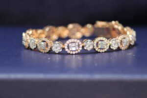 Oval Pressure Setting Rose Gold Bracelet 