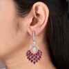 Crimson Bloom Drop Earrings in 925 Sterling Silver - 1