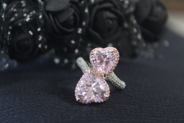 Twin Glow Heart Ring In 925 Sterling Silver