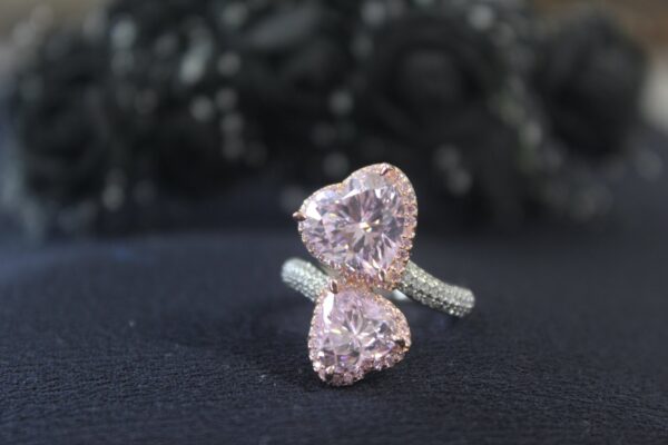 Twin Glow Heart Ring In 925 Sterling Silver