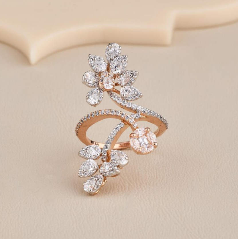 Blossom Trail Long Floral Ring