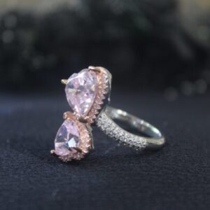 Twin Glow Heart Ring In 925 Sterling Silver