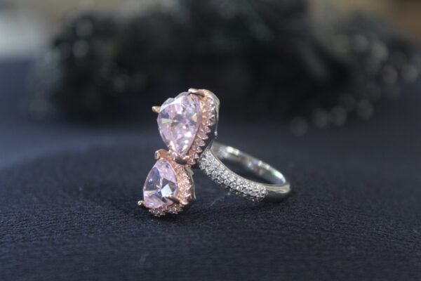 Twin Glow Heart Ring In 925 Sterling Silver