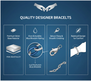 Blue Rhodium Designer Silver Bracelet