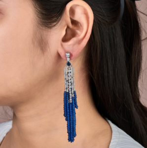 Blue Sapphire Bead Earring