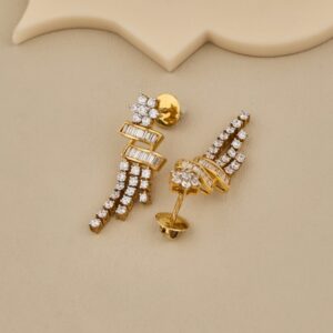 925 Silver Gold and CZ Dangle Earrings - 3