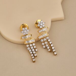 925 Silver Gold and CZ Dangle Earrings - 4