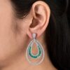 925 Silver Green CZ Teardrop Dangle Earrings - 1