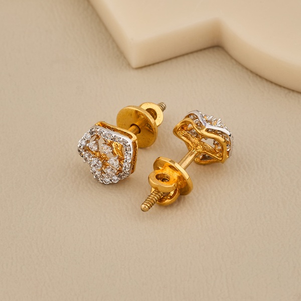 925 Silver Rose Gold CZ Floral Stud Earrings - 2