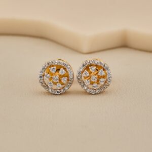 925 Silver Rose Gold CZ Floral Stud Earrings - 3