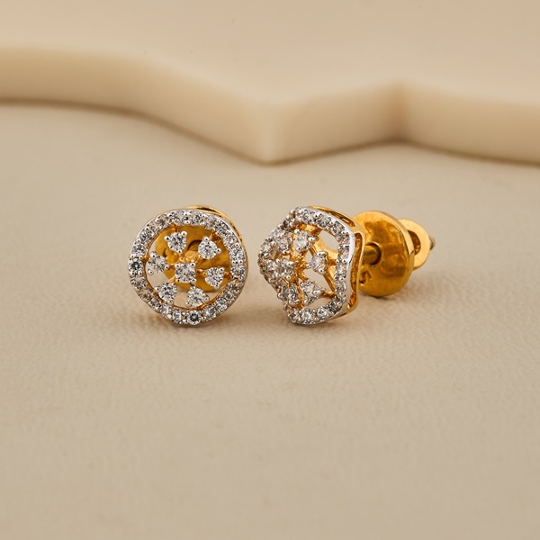 925 Silver Rose Gold CZ Floral Stud Earrings - 4