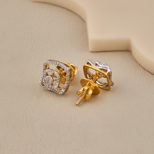 925 Silver Square CZ Halo Stud Earrings - 2