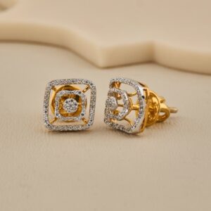 925 Silver Square CZ Halo Stud Earrings - 4