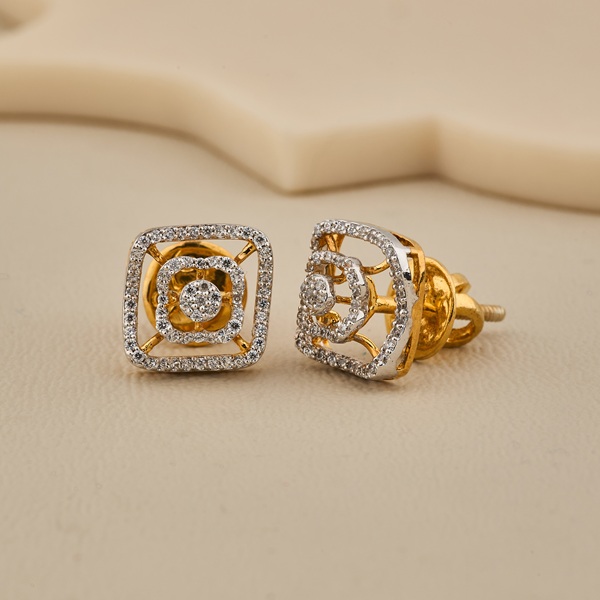 925 Silver Square CZ Halo Stud Earrings - 4