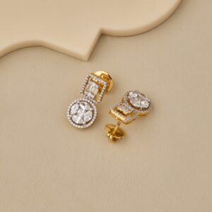 Classic Square and Round CZ Dangle Earrings - 4