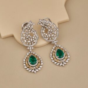 Elegant Emerald CZ Earrings in 925 Silver - 2