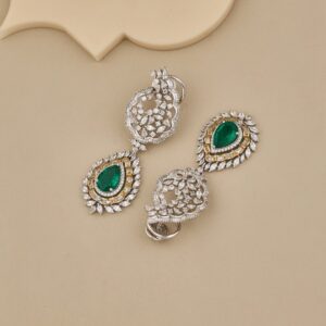 Elegant Emerald CZ Earrings in 925 Silver - 3