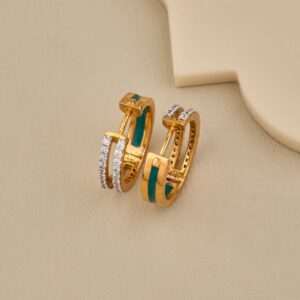 Elegant Two-Tone CZ Studded Hoop Earrings - 3