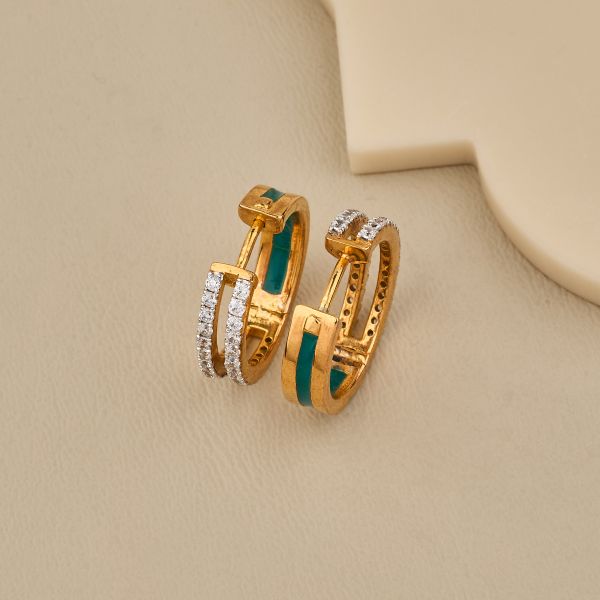 Elegant Two-Tone CZ Studded Hoop Earrings - 3