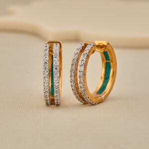 Elegant Two-Tone CZ Studded Hoop Earrings - 4