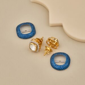 Midnight Blue Sparkle CZ Stud Earrings - 3