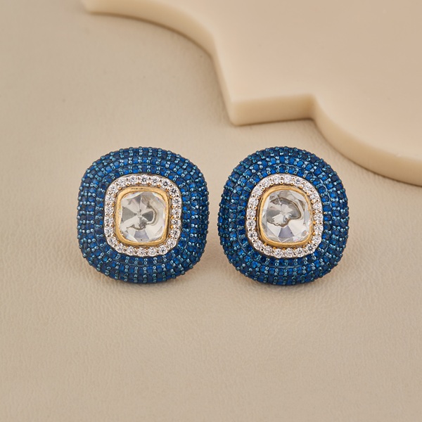 Midnight Blue Sparkle CZ Stud Earrings - 4 Midnight Blue Sparkle CZ Stud Earrings - 4
